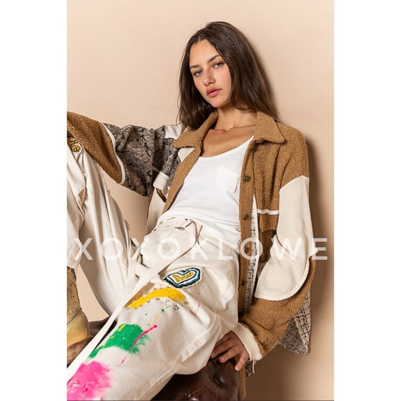 POL Cream Paint & Patch Loose Fit Wide Leg Pants - Picture 8 of 16